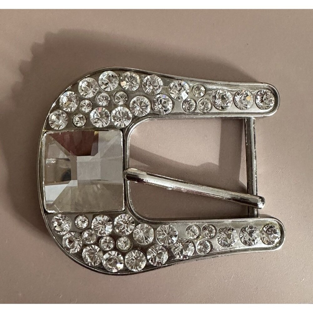 BB Simon Belt Buckle Silver Swarovski Crystals Bling Fits 1” Show Cowgirl - Picture 2 of 10